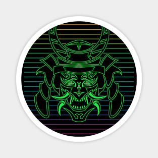 The Legend Of Green Samurai Mask Retro Magnet